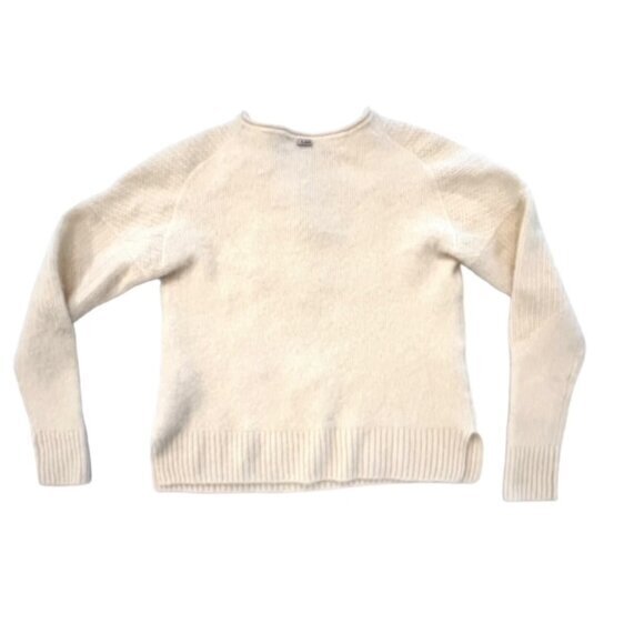 St. John Ivory Cashmere Silk Sweater Drawstring Neck Metal/Fabric‎ Size Small - Picture 7 of 12